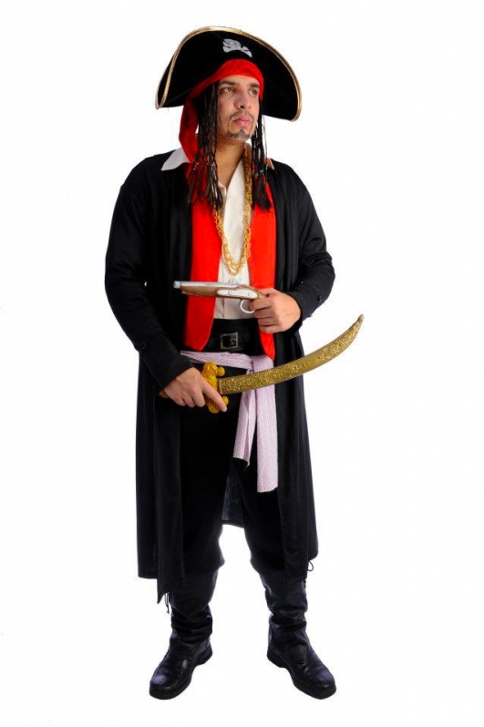 Fantasia Masculina Pirata do Caribe Festa Halloween Carnaval